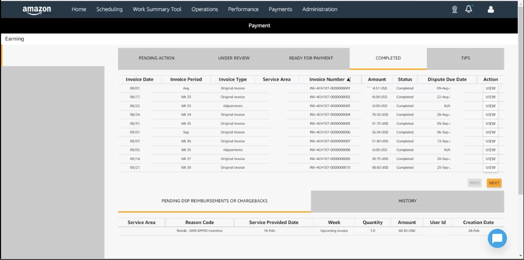 Existing DSP Payments-fixed Invoice