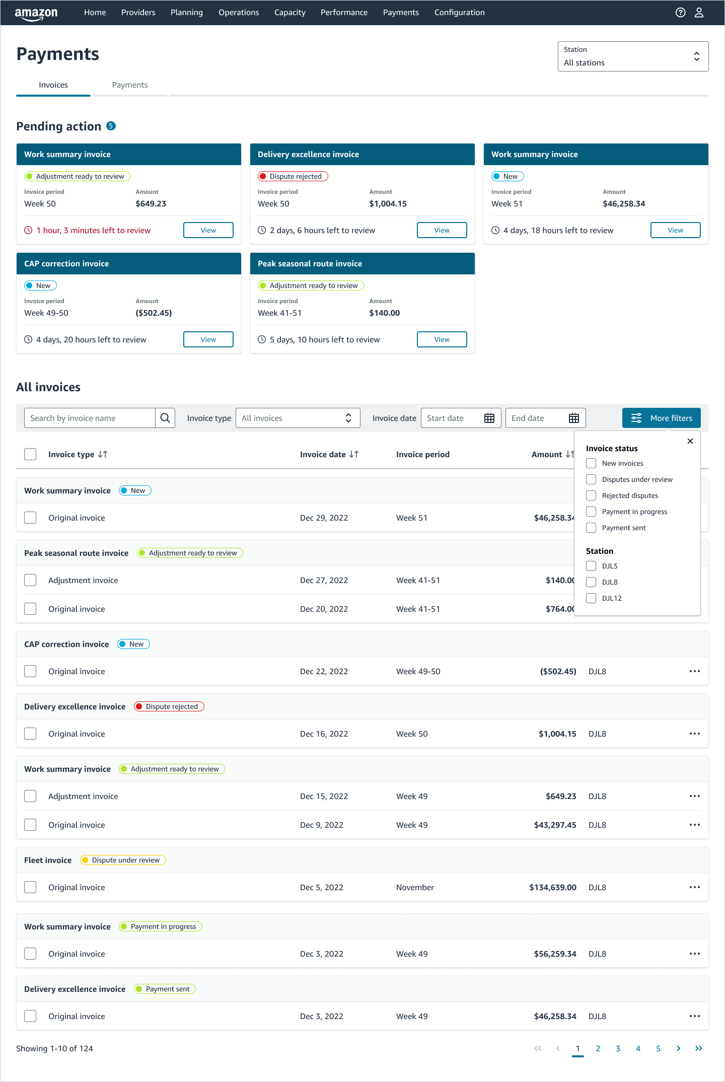 1.0 Invoices tab – more filters